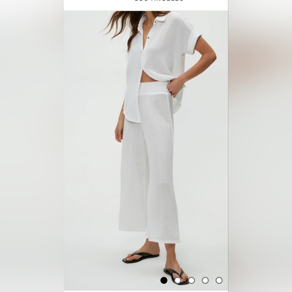Michael Stars Medina Gauze Crop Pants S NWOT White